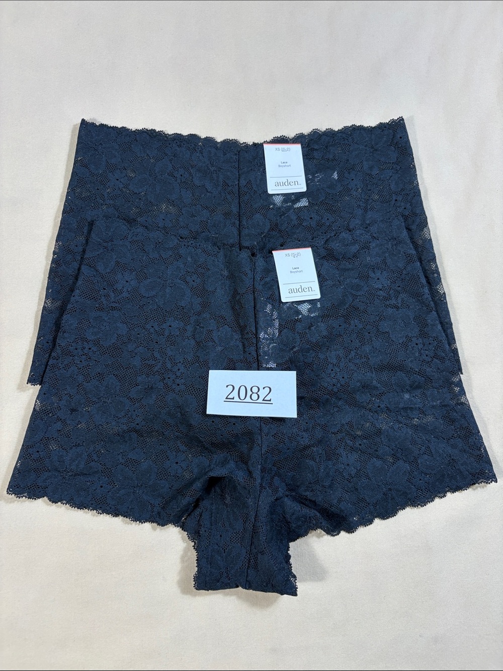 Auden Women’s Size XS Black Allover Lace Boyshort Underwear Set of 2 NWT - Picture 9 of 9